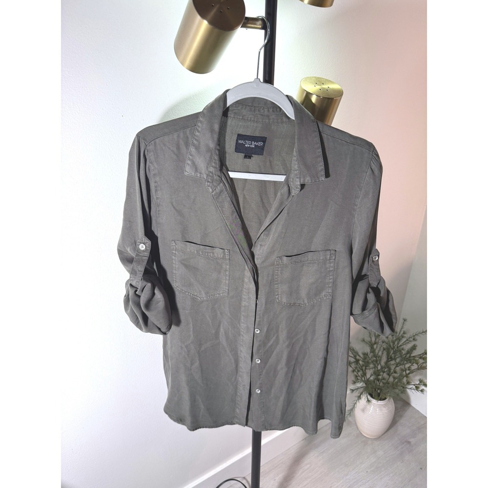 Walter Baker collared work easy wear cooling LG olive green lyocell fall layers